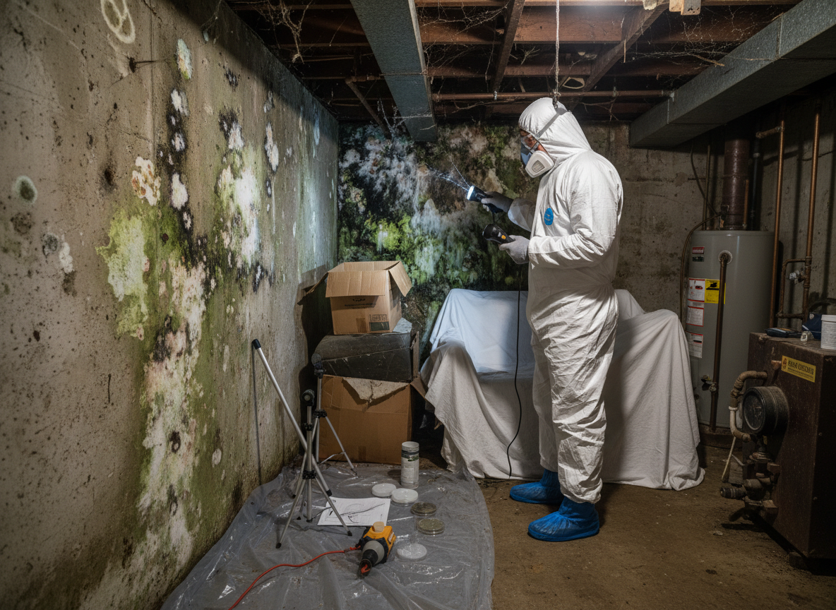 Basement mold inspection in Winnetka